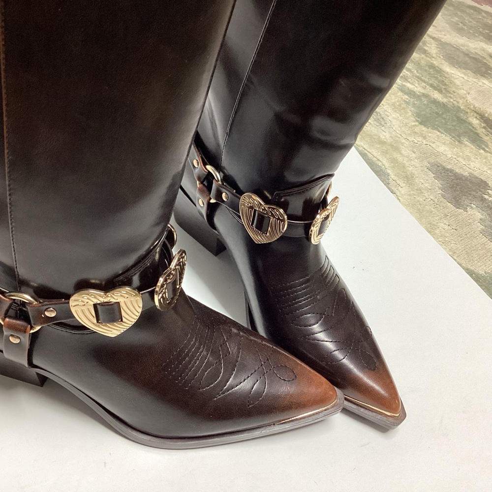 Madden Girl Sweetheart Cowboy Boots Women’s 7.5 Brown Western Heart Pointed Toe - Picture 16 of 16